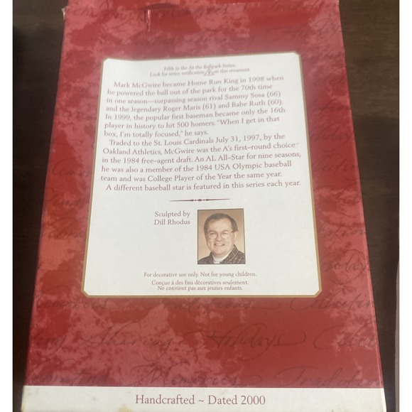 Hallmark‎ 2000 Keepsake Ornament Mark McGwire At The Ballpark St Louis Cardinals - Picture 8 of 10